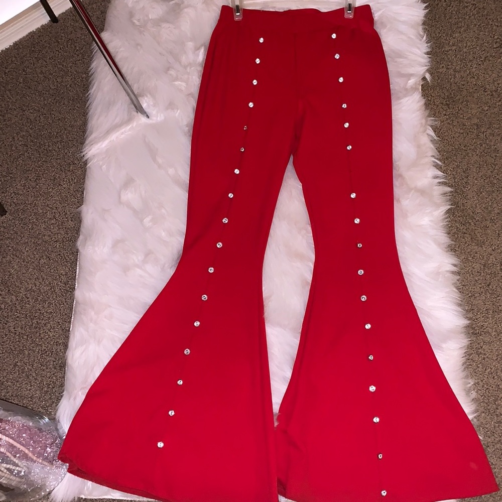 Red Bell Bottom Pants